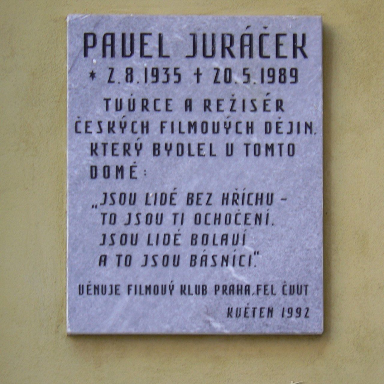 Praha 1 - Josefská - pamětní deska Pavel Juráček