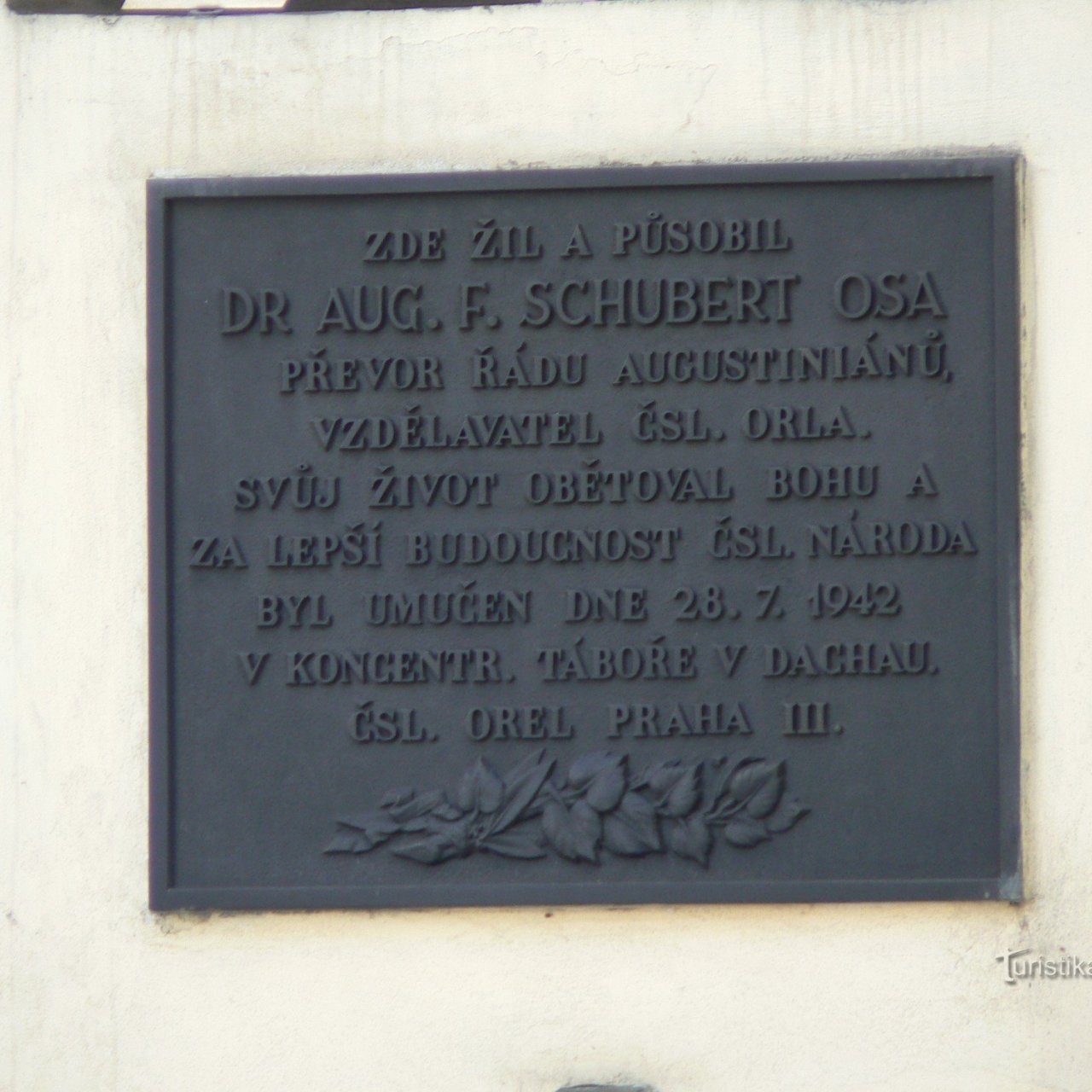 Praha 1 - Letenská - pamětní deska Augustin František Schubert