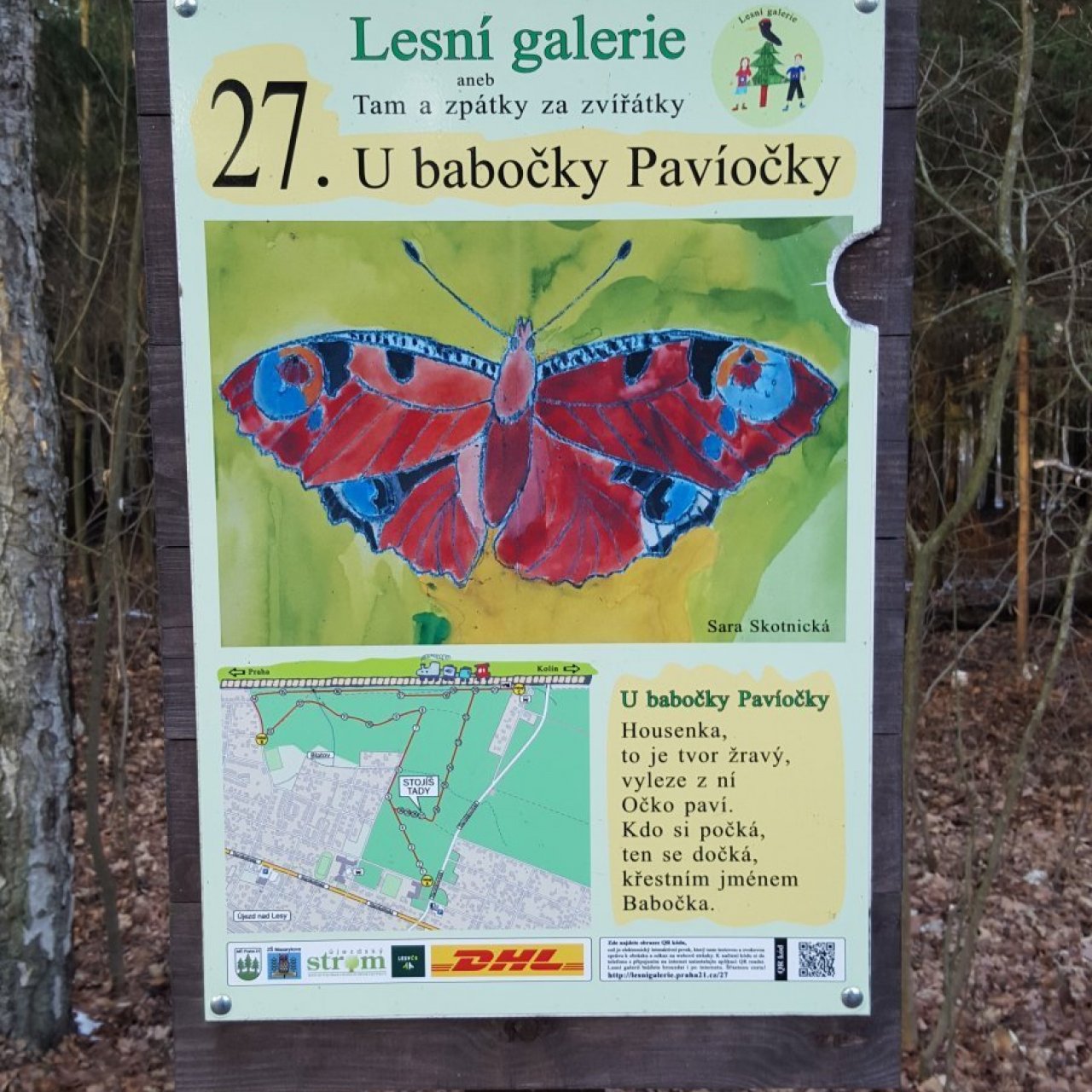 Praha-Klánovice - Lesní galerie - zastávka 27 - babočka Pavíočka