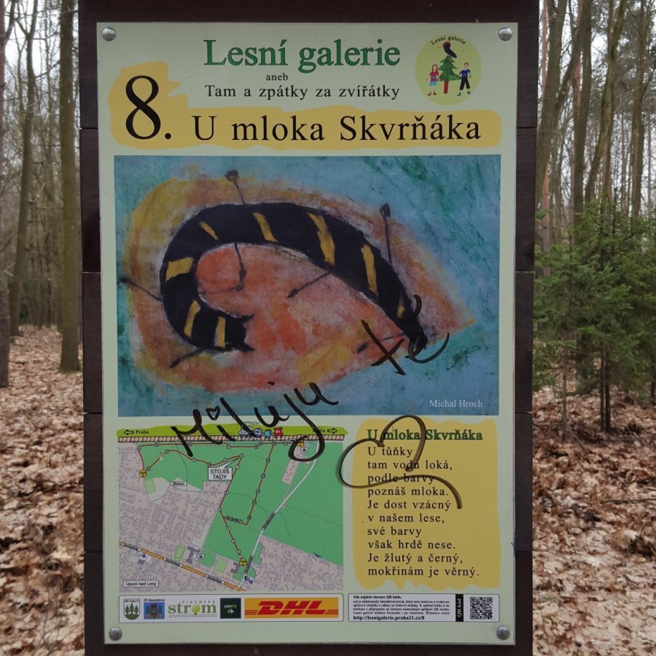 Praha-Klánovice - Lesní galerie - zastávka 8 - mlok Skvrňák